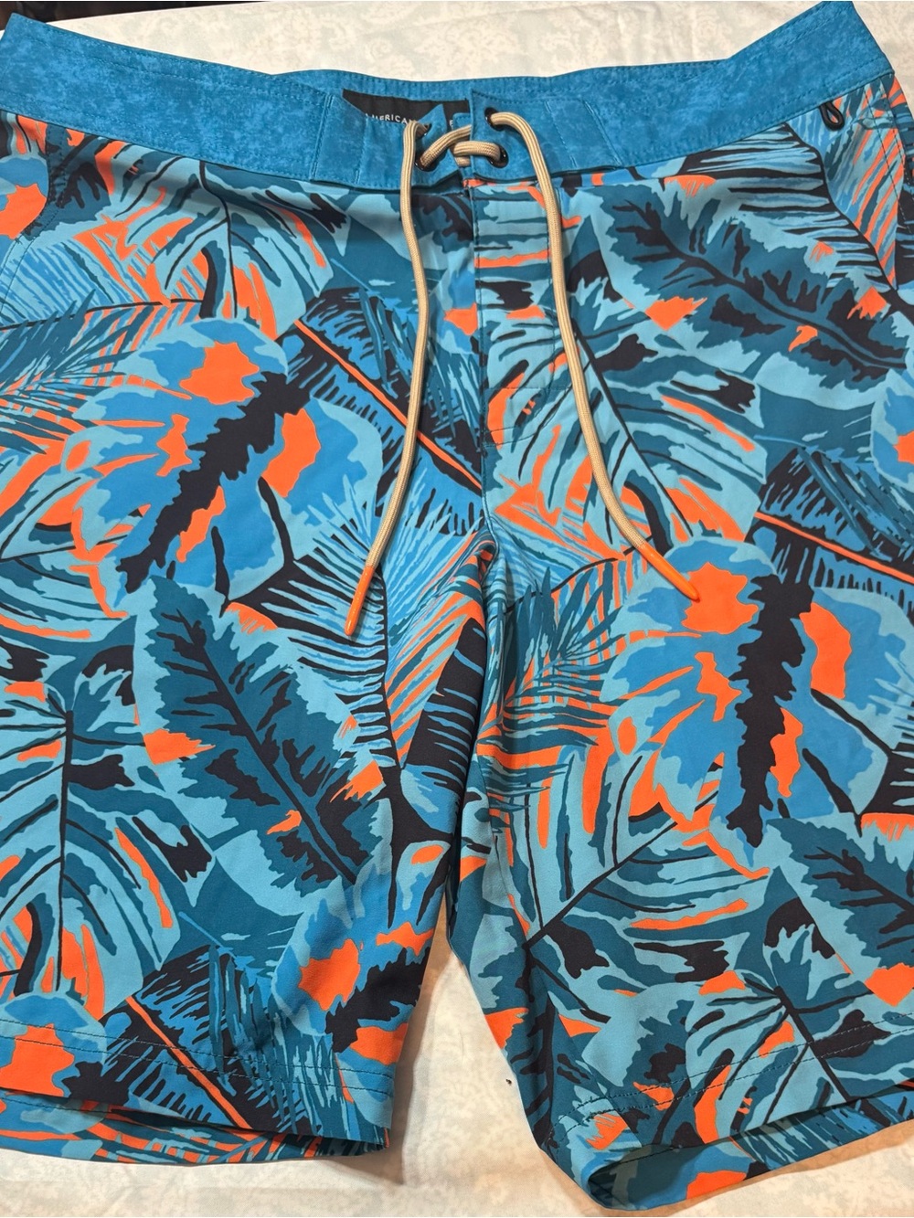 American Eagle Outfitters Blue & Orange Tropical Hybrid Shorts